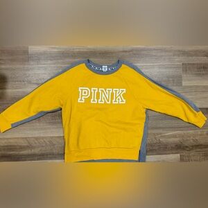 Victoria's Secret PINK Yellow and Gray Crewneck Size Medium